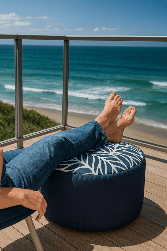 Small Round Outdoor Ottoman - Lazy Beanz