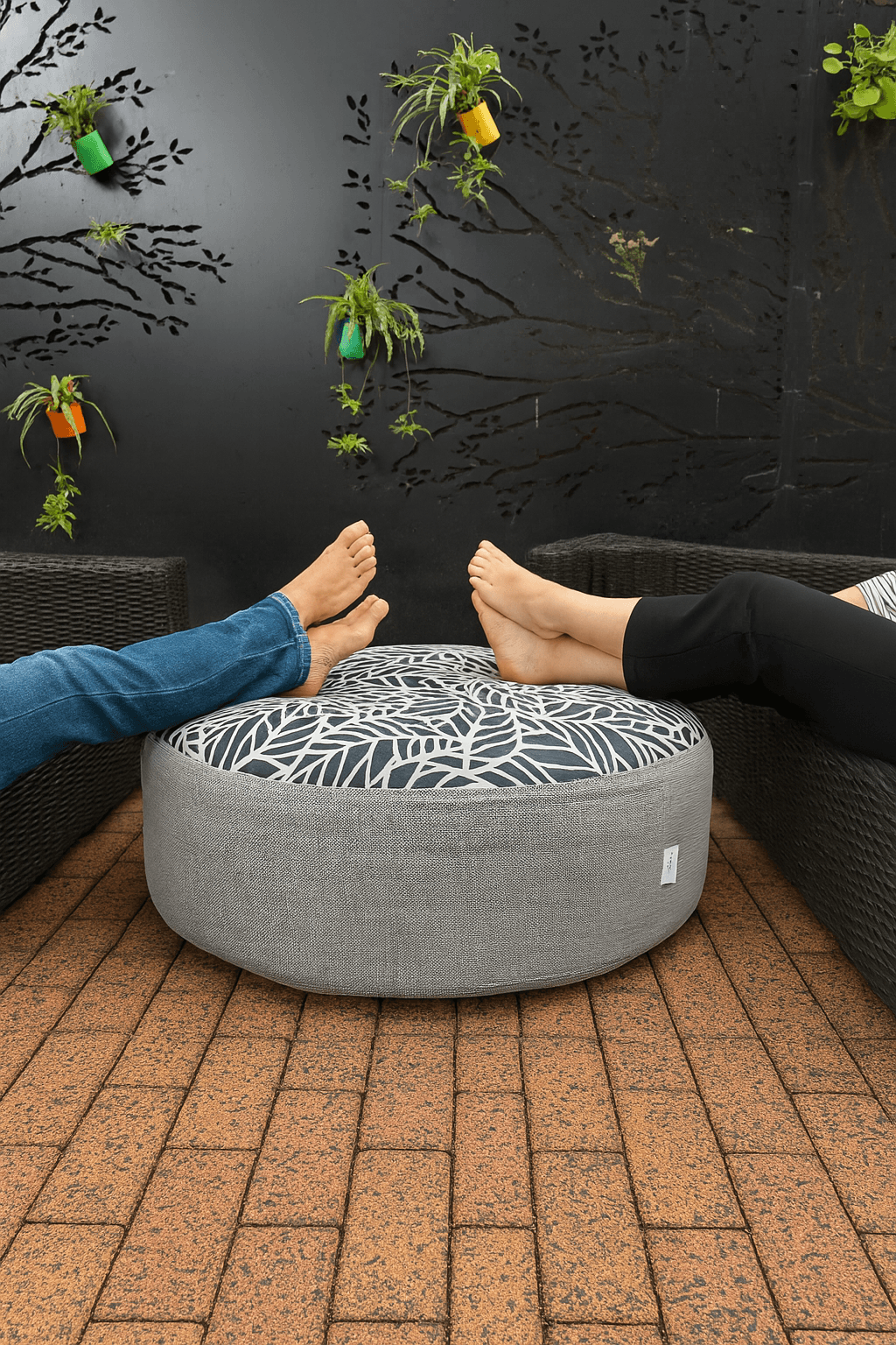 Large Round Outdoor Ottoman - Lazy Beanz