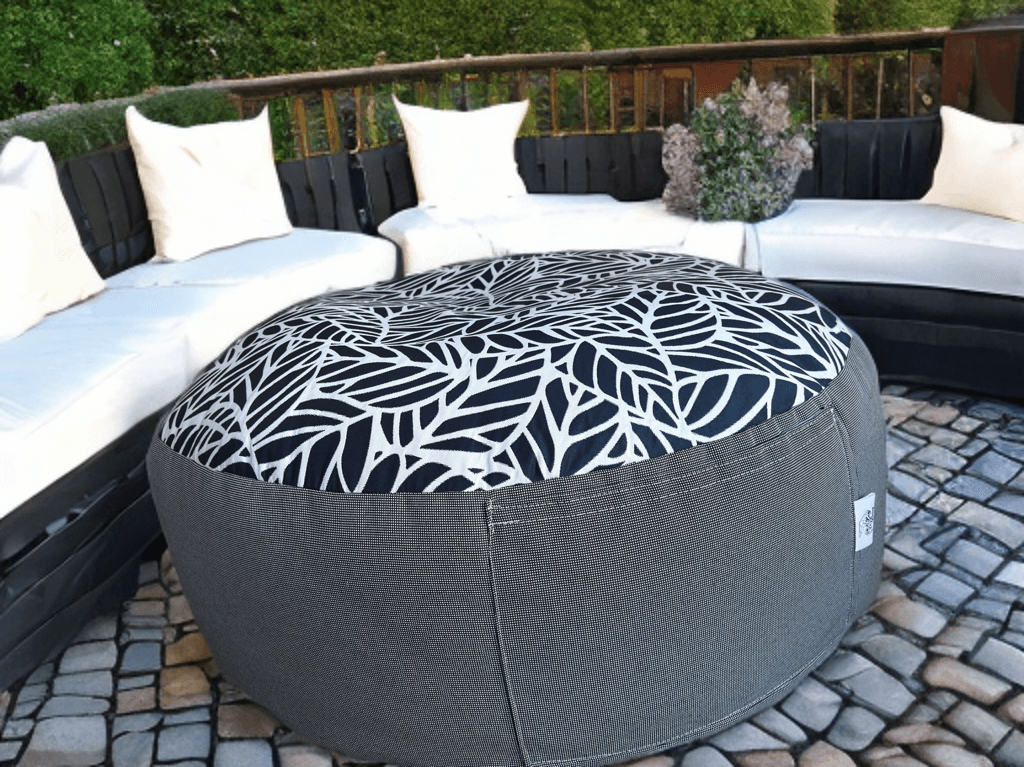 Large Round Outdoor Ottoman - Lazy Beanz