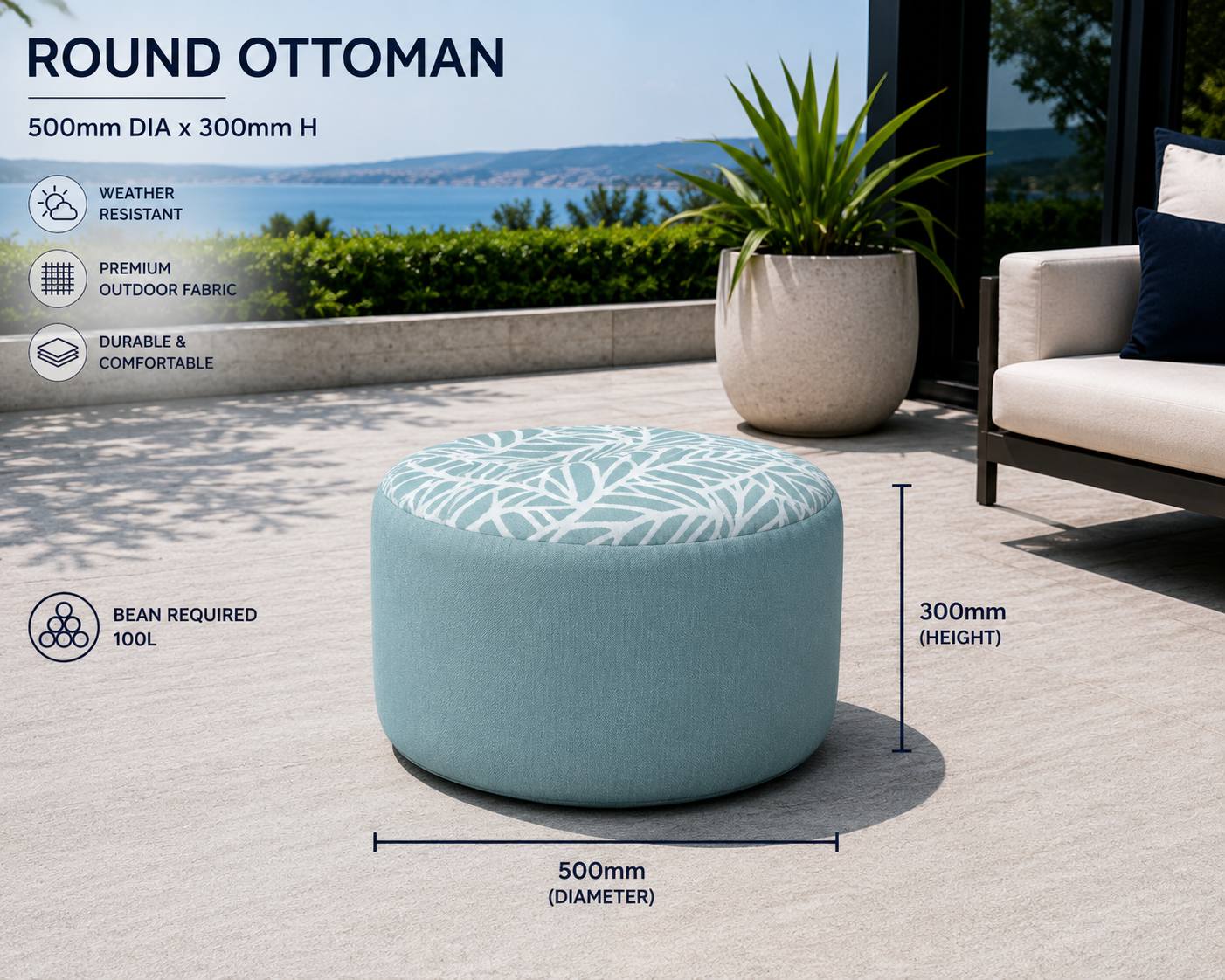 Small Round Outdoor Ottoman