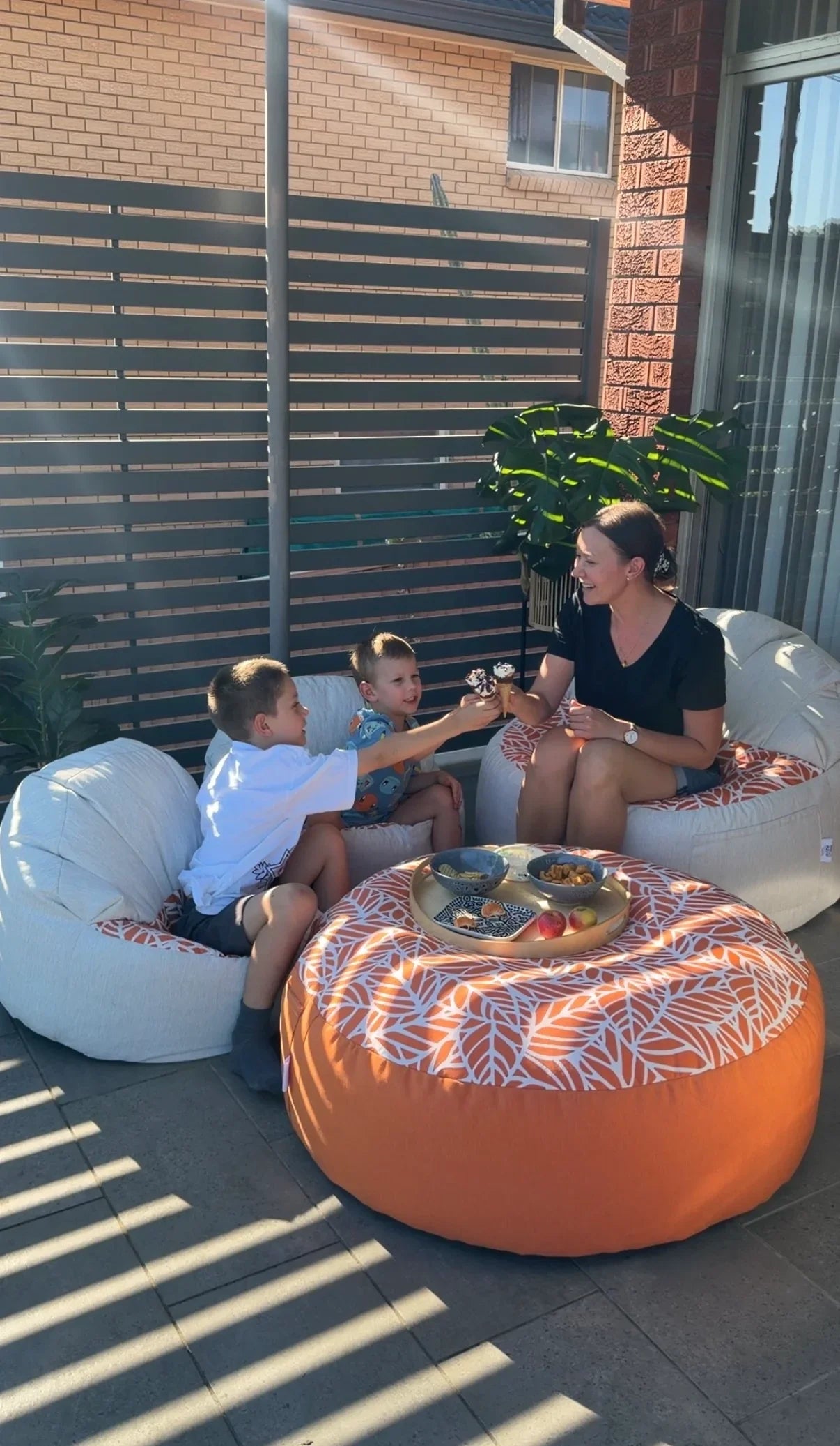 Coral Reef Orange Outdoor Collection - Bean Bags, Ottomans & Cushions — prices vary by selection - Lazy Beanz