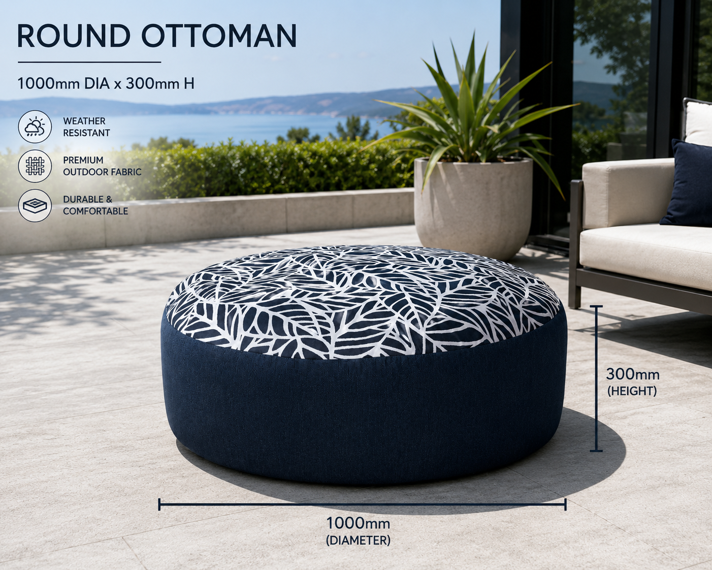 Large Round Outdoor Ottoman