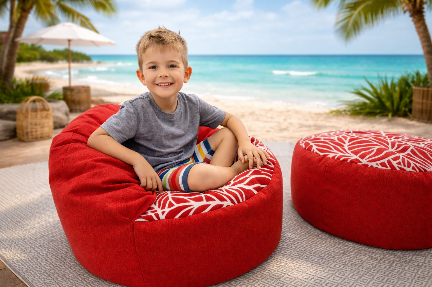 Kids Bean Bags in Coral Reef Red Colour