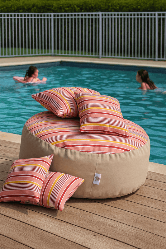 Large Round Ottoman for Outdoors – 1000mm, Made in Australia - Lazy Beanz
