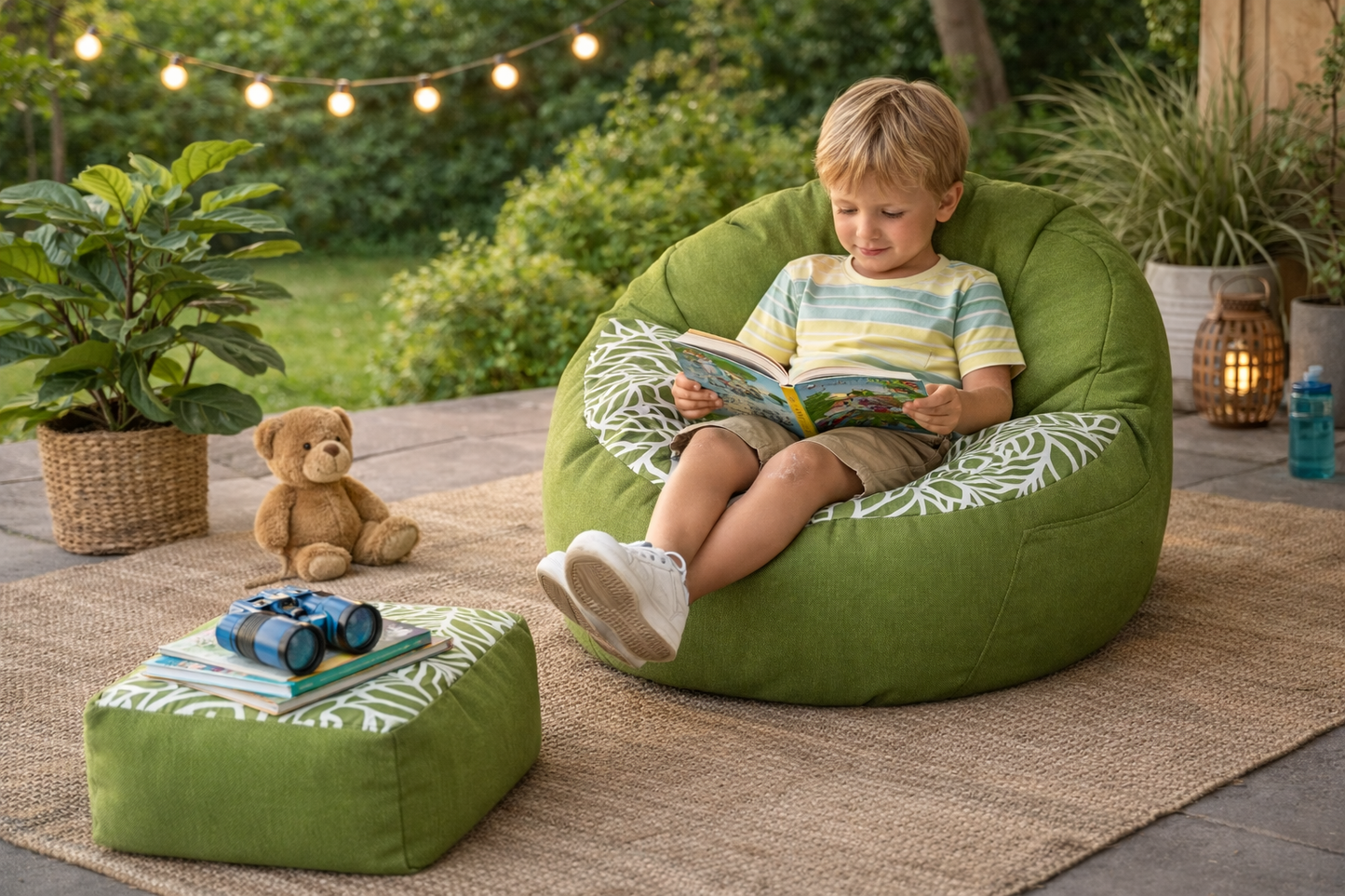 ottoman square small in green colour