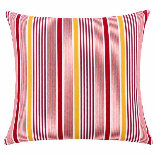 Portsea Hibiscus 40 × 40 cm striped scatter cushion on a clean white background