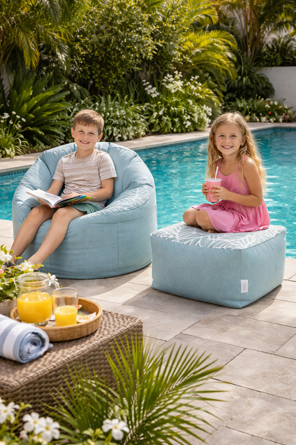 Kids Outdoor Bean bag in ocean world colour