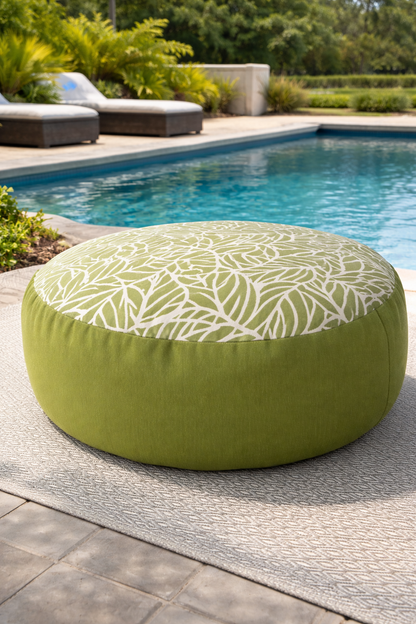 round big ottoman in Green Colour