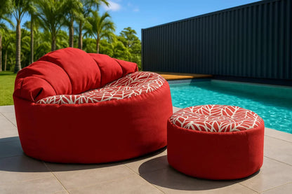 Coral Reef Red Outdoor Collection - Bean Bags, Ottomans & Cushions — prices vary by selection - Lazy Beanz