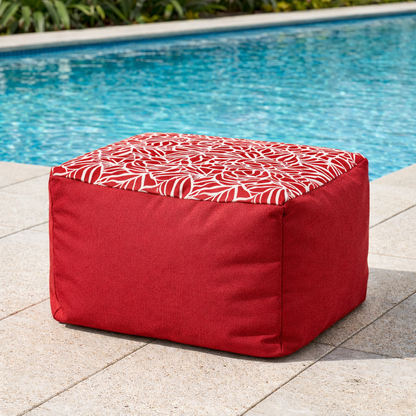 small square ottoman in Red Colour