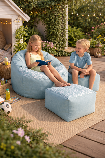 small square ottoman in ocean breeze colour